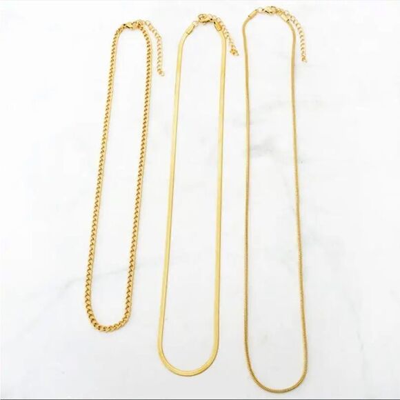 #5 Three Strand Layering Chain Necklace - Picture 2 of 5
